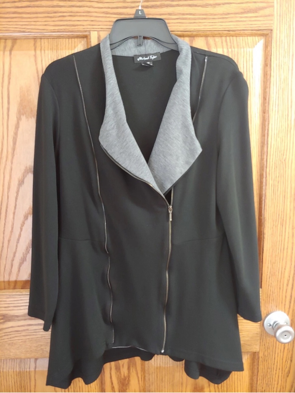 Michael Tyler Black Blazer with Gray Contrast Collar